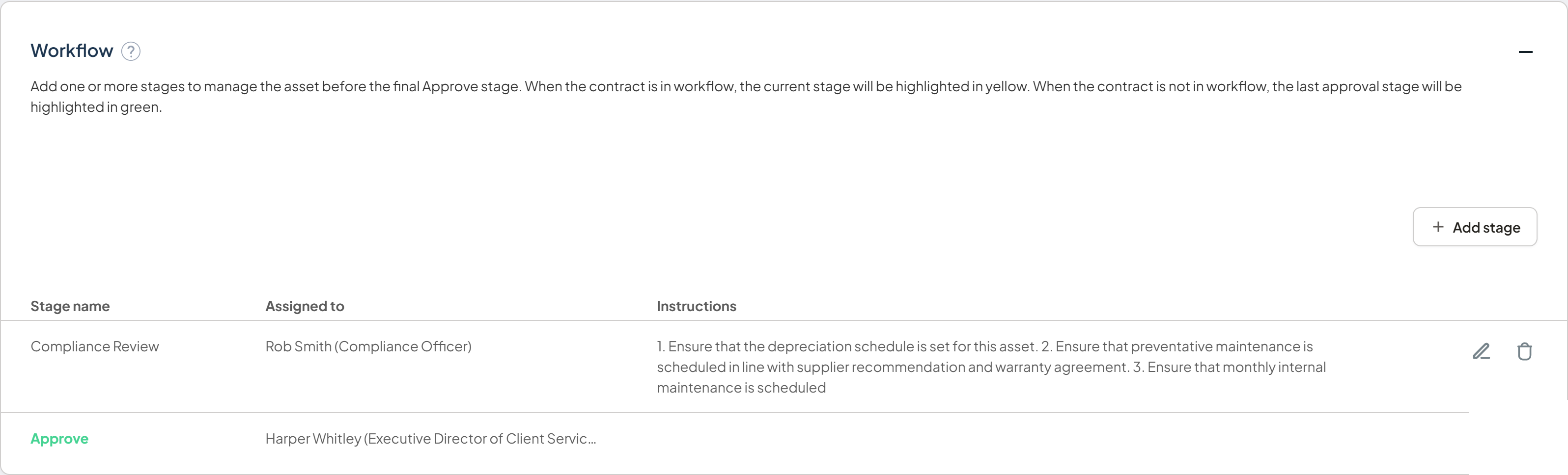 Workflow component showing programmed stages with a loop control setting where future review cycles begin