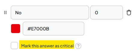 Critical answer option highlighted in the scoring editor