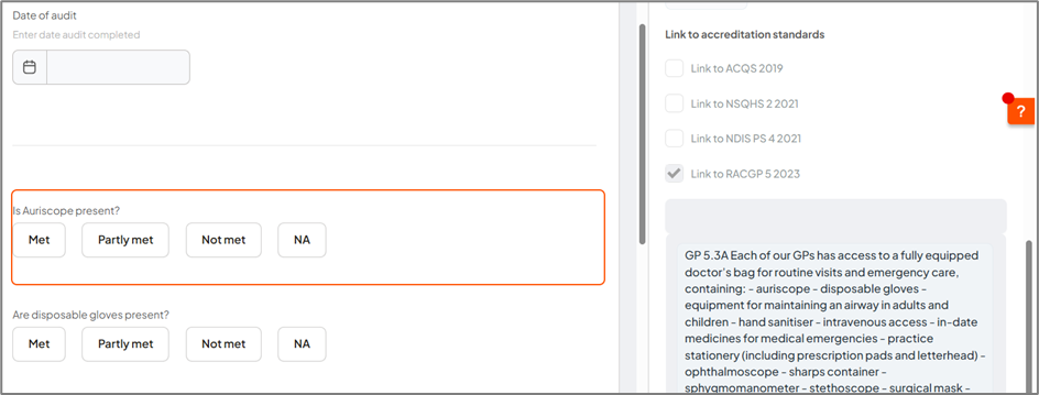 Audit report view showing audited items and export options