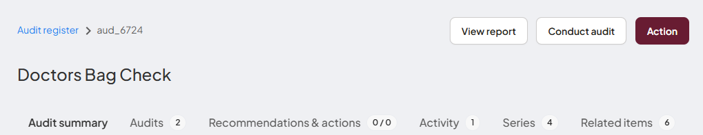 Audit showing the workflow stage button in the top right corner